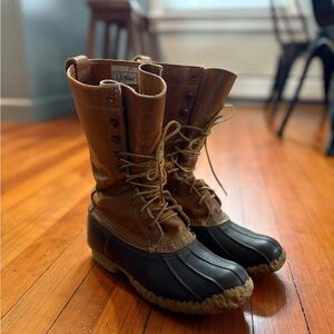 L.L. Bean Tan and Black High-Top Boots